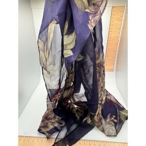 Sheer Purple Floral Scarf 31"x14"